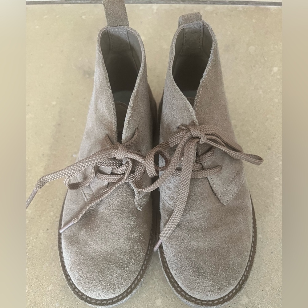Suede tan booties for kids